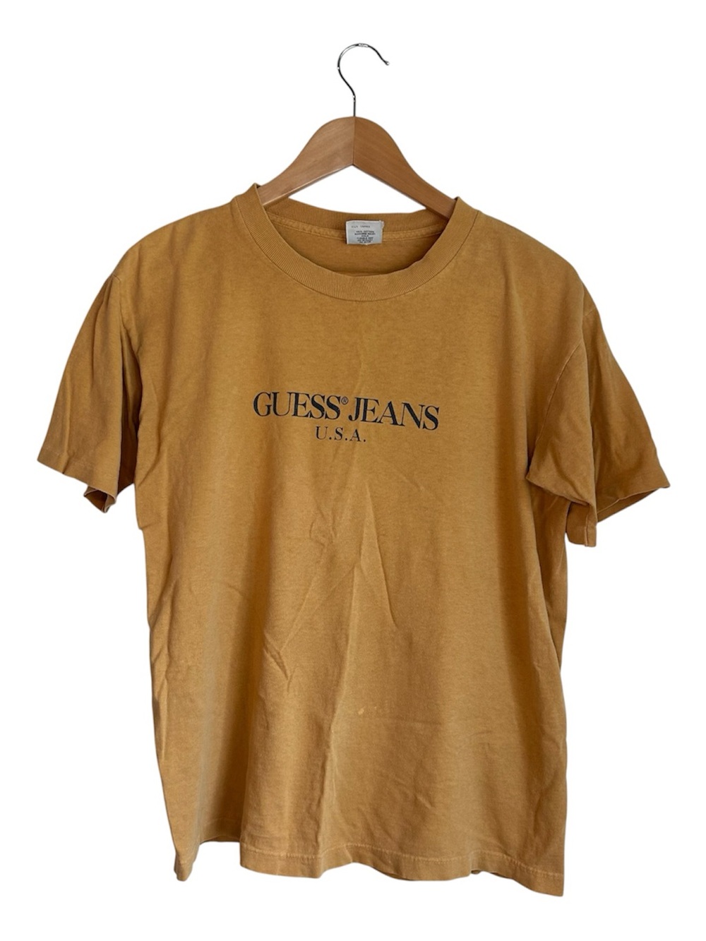Vintage Guess Jeans U.S.A. Mustard Logo Tee Size Medium